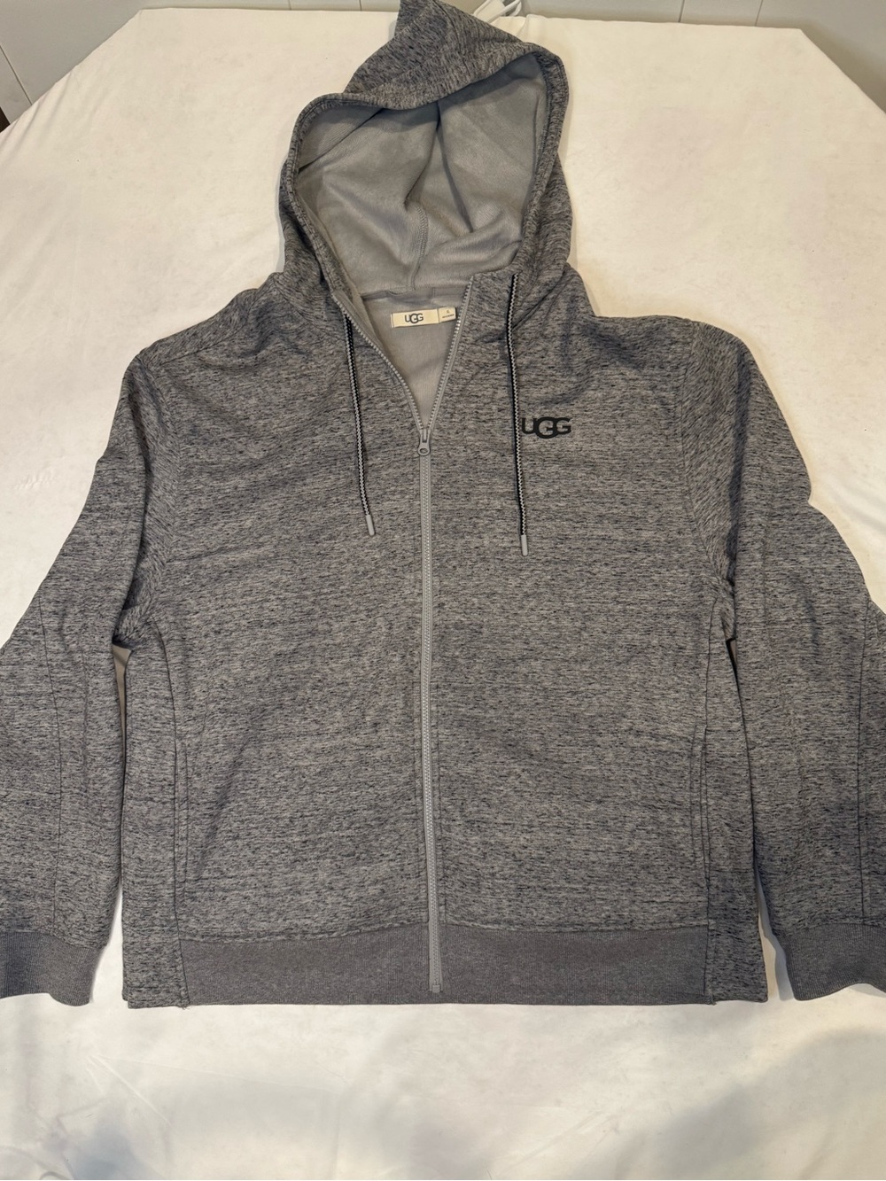 UGG Men’s XL Gray Heather Full Zip Hoodie Sweatshirt Logo Fleece Jacket